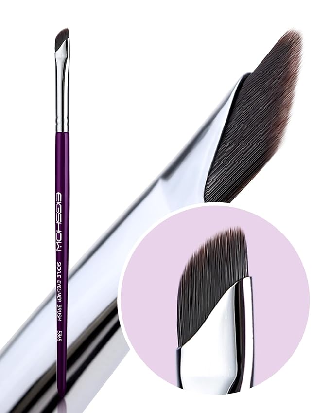 Eyeliner Brush, EIGSHOW Sickle Angled Gel Eyeliner Makeup Brush for Precise Eye Liner, Eyebrow, Eyelid with Ultra Thin Vegan Bristles (E865 Purple)-Velvo Beauty
