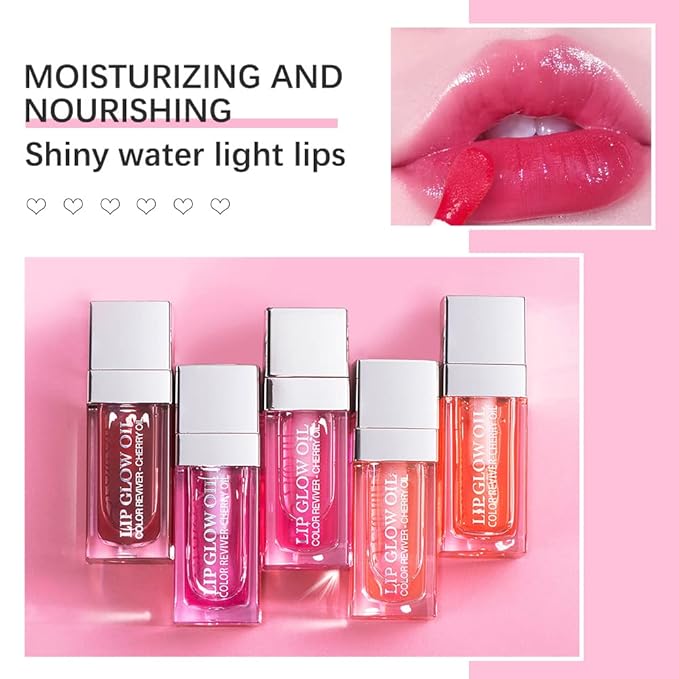 Plumping Lip Oil, Long Lasting Hydrating Gloss Tinted Balm Non-sticky Revitalizing, Tinting Care Oil for Dry (CHERRY)-Velvo Beauty
