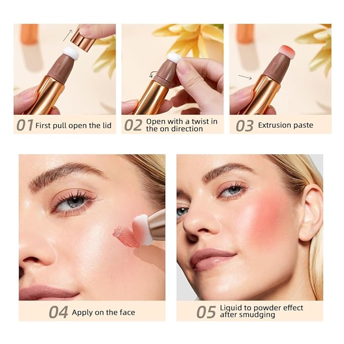 2 in 1 Multifunctional Makeup Pen, Contour Blush Highlighter, Pearl Fine Shine, Matte Natural Brighten Face Makeup (1, 1)-Velvo Beauty