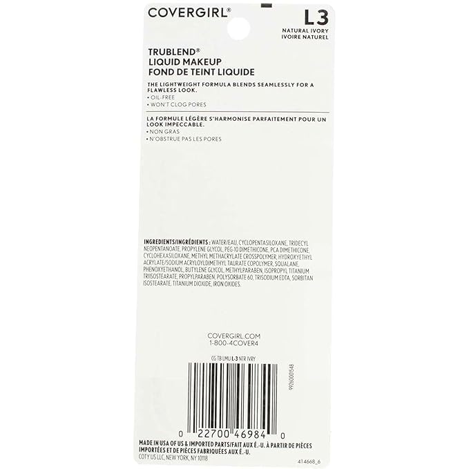 COVERGIRL Trublend Oil-Free Liquid Foundation, Lightweight, Dewy Finish, 1 Fl Oz, Hydrating Foundation, Moisturizing Foundation, Cruelty-Free Foundation, Blends Seamlessly, Won't Clog Pores-Velvo Beauty