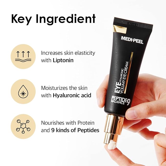 Medi-Peel Peptide9 Hyaluronic Volumy Eye Cream, Anti-Aging, Brightening, Reduces Wrinkles, Under Eye Bags, Dark Circles & Puffiness Care, Hyaluronic Acids, Enhance Elasticity, Korean Skin Care-Velvo Beauty