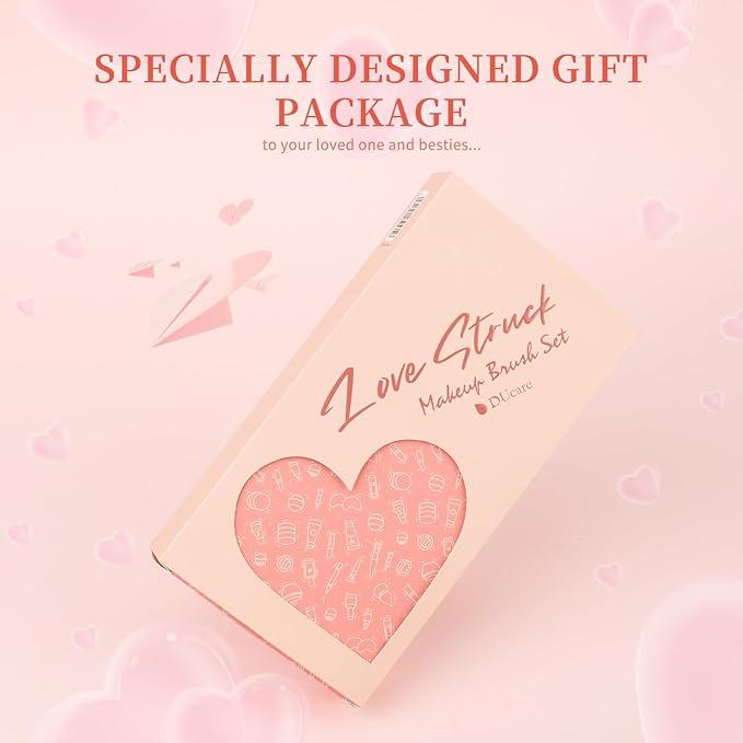 DUcare Makeup Brushes Set 14Pcs Love Struck Makeup Brush Set Premium Synthetic Kabuki Foundation Blending Face Powder Blush Concealers Eye Shadows Brushes-Velvo Beauty