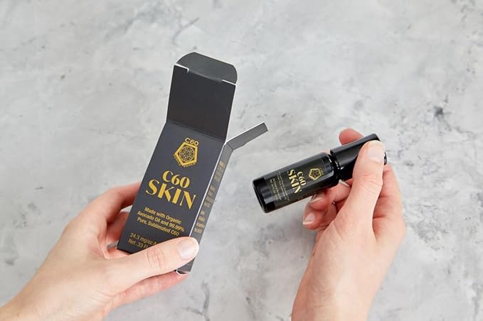 C60 Power - Skin Roll-On - Age-Defying Antioxidant Protection - Reduce Wrinkles, Heal Skin, Non-Greasy - Face, Body, Bug Bites, Scarring - Organic Avocado Oil, 99.99% Pure C60 Fullerenes-Velvo Beauty