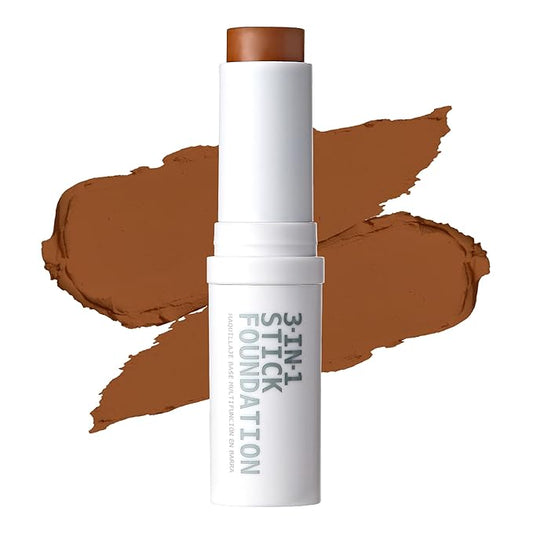 Ruby Kisses Natural Full Coverage 3-In-1 Stick Foundation. Easy to Apply, Hydrating, Lightweight, Long Lasting, Concealer and Contour Stick for Face Makeup (Caramel)-Velvo Beauty