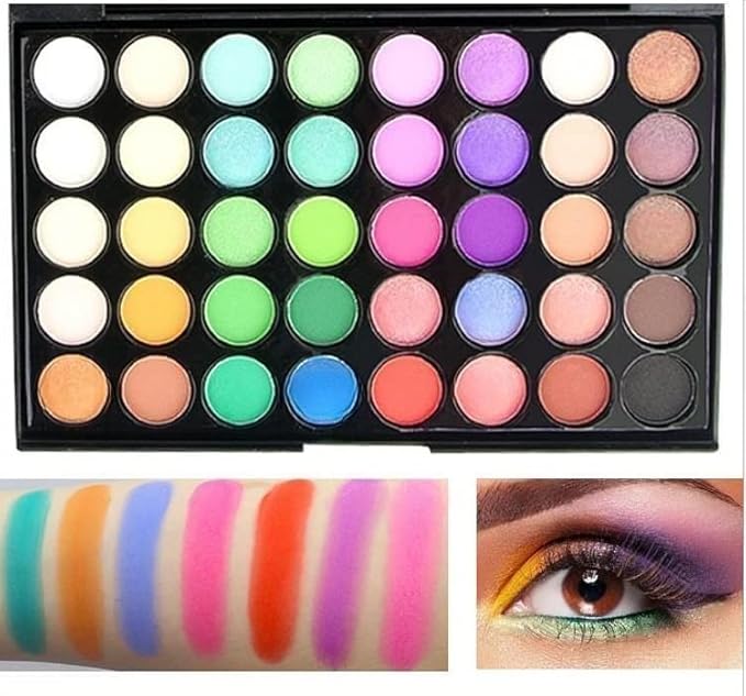 40 color Highly Pigmented Eye Makeup Palette, Matte Shimmer Metallic Eyeshadow Pallet Long Lasting Blendable Natural Colors Make Up Eye Shadows Cosmetics Gift Kit (E02)-Velvo Beauty