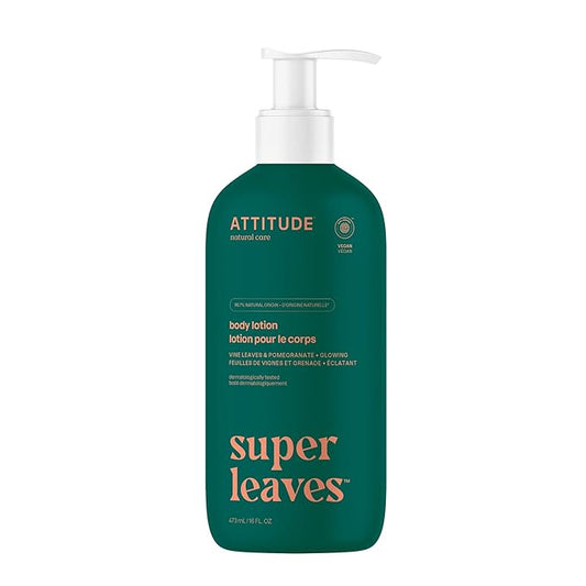 ATTITUDE Body Lotion, EWG Verified Moisturizer, Vegan Skin Care Products, Non-Greasy, Hydrating for Dry Skin, Cruelty Free, Glowing, Vine Leaves and Pomegranate, 16 Fl Oz-Velvo Beauty