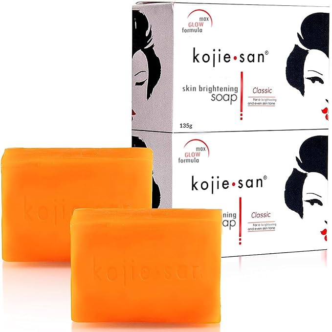 Kojie San Face & Body Skin Brightening Shower 9pc Set - the Original Kojic Acid Soap that Helps Reduce Dark Spots 6 x 135g Bars, Soap Dish and Facial Cleansing Brush…-Velvo Beauty