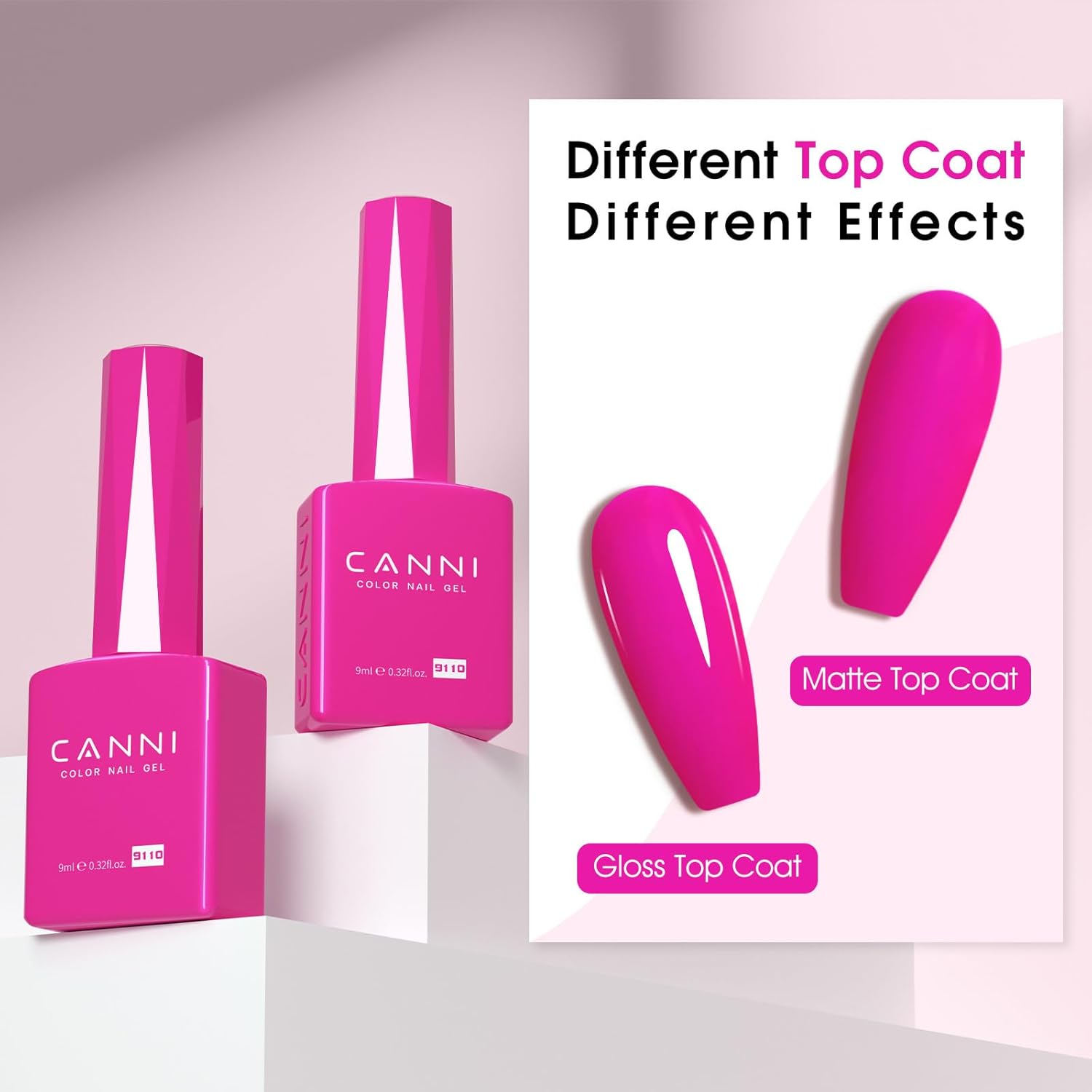 CANNI Hot Pink Nail Gel Polish, 1Pcs Bright Coral Pink Cerise Color High Gloss Soak Off UV Gel Nail French Nail Manicure Salon DIY-Velvo Beauty