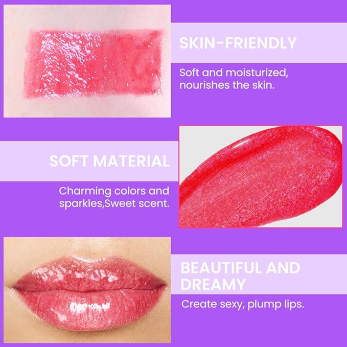 Glitter Liquid Lip Gloss,Pink Shimmer Lipstick, Waterproof Shimmer Lip Stain Lip Glaze, High Shine Long Lasting Shiny Lip Color Makeup 05#-Velvo Beauty