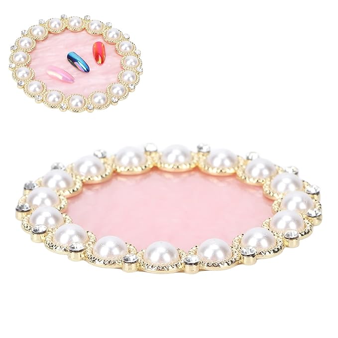 Resin Stone Nail Art Palette, Nail Art Display Board Cosmetic Nail Mixing Palette Drawing Color Mixing Nail Art Painting Gel Palette Tips Display Plate(Golden)-Velvo Beauty