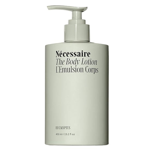Nécessaire The Body Lotion with Pump. Eucalpytus. Multi-Peptide Firming Lotion to Moisturize, Firm, Strengthen. 2.5% Niacinamide, Vitamin C/E + Omega 6/9. 450ml / 15.2 fl oz-Velvo Beauty