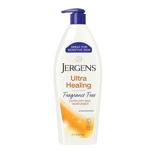 Jergens Ultra Healing Dry Skin Lotion, Hand and Body Moisturizer for Quick Absorption into Extra Dry Skin with Hydralucence Blend, Vitamins C, E and B5, White, 21 oz-Velvo Beauty