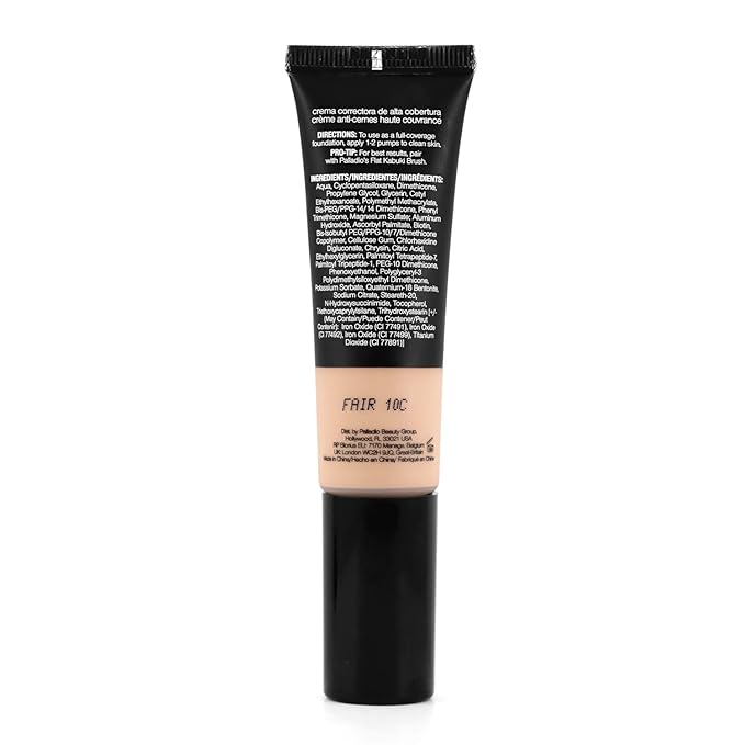 Palladio Full-Coverage Color Correction CC Cream, Oil-Free with Peptides & Vitamin C, Best for Correcting Redness and Uneven Skin Tone, Buildable Foundation Coverage (Fair 10C)-Velvo Beauty