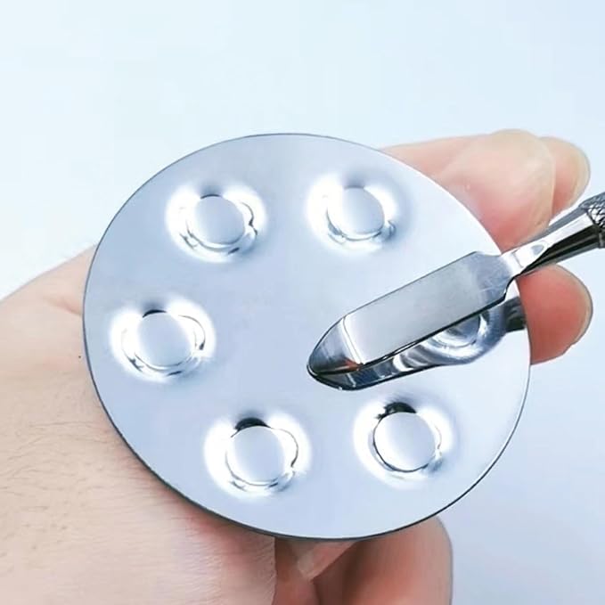 Metal Mixing Palette Makeup Spatula, Foundation Mixing Palette Hand, Make Up Tools Mini Mixing Tray with Finger Ring, Small Makeup Mixing Palette, Pack of 2-Velvo Beauty