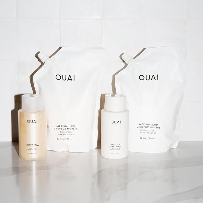 OUAI Medium Shampoo - Hydrating Shampoo with Coconut Oil, Babassu, Kumquat Extract and Keratin - Strengthens, Nourishes and Adds Shine - Paraben, Phthalate and Sulfate Free Hair Care Products (10 Oz)-Velvo Beauty