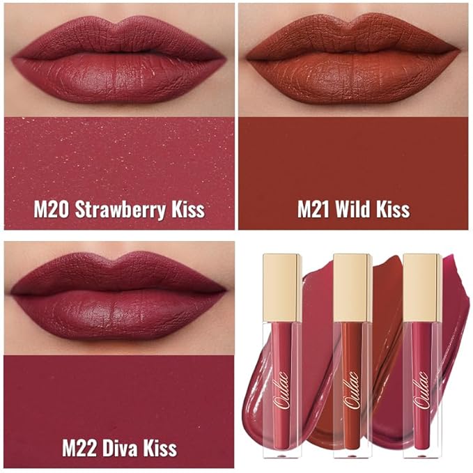 Oulac Matte Liquid Red Lipstick for Women, Orange Tone Red Long Lasting Lipstick, Waterproof Lip Stain, No Transfer, Creamy High Pigmented Formula with Vitamin E, Vegan & Cruelty-Free M21-Velvo Beauty