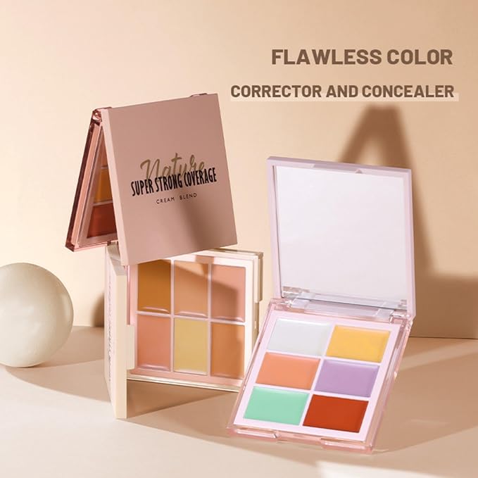 MAEPEOR Face Conceal Contour Palette 6 Colors Full Coverage and Lightweight Concealer Contour Palette Waterproof Long Lasting Contour Palette (Color 03)-Velvo Beauty