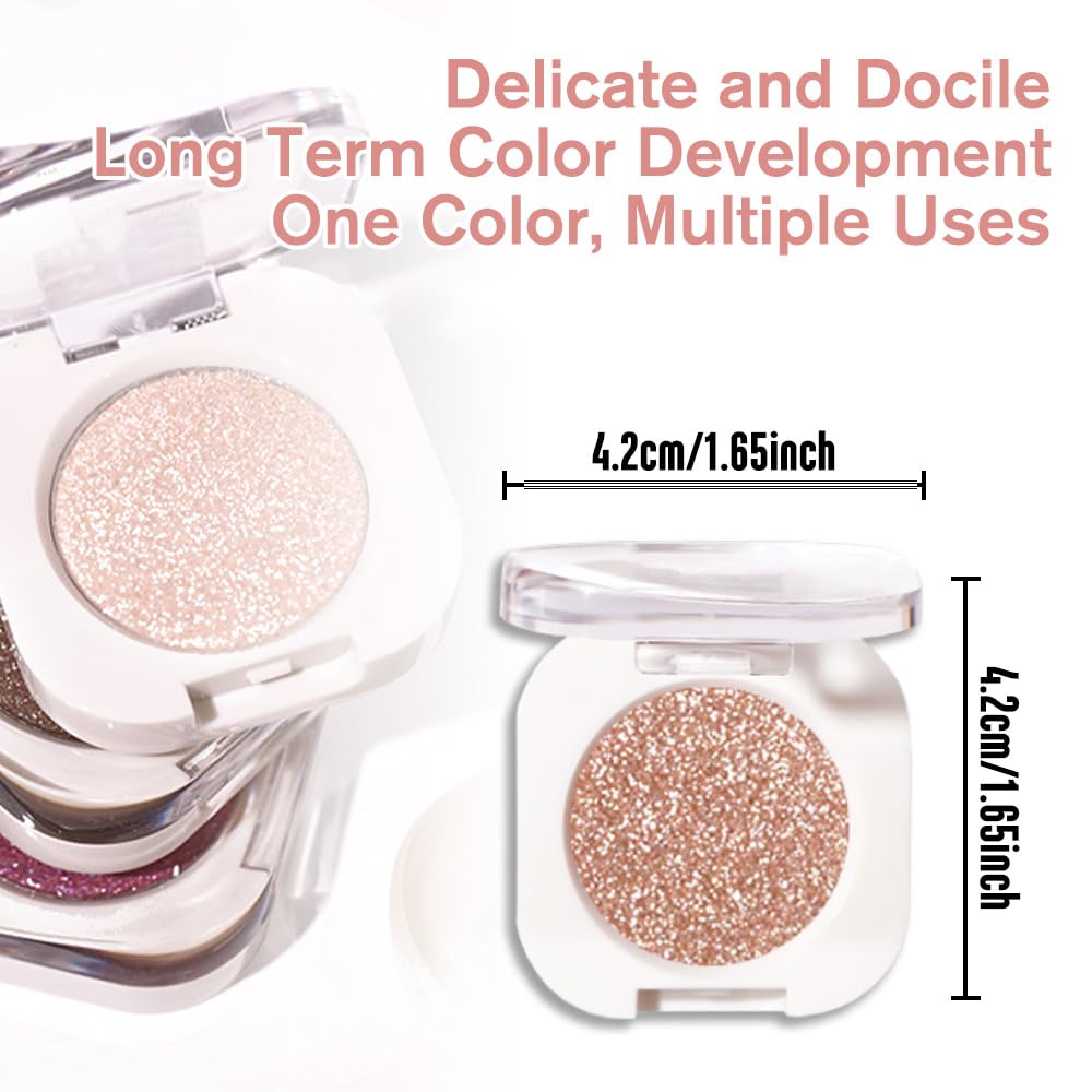 Light Brown Glitter Eyeshadow Palette for Women, Single Monochrome Eye Shadow Makeup, Shiny Pressed Powder, Blendable Natural sombras para ojos, Holographic,Vegan,Travel -9-Velvo Beauty