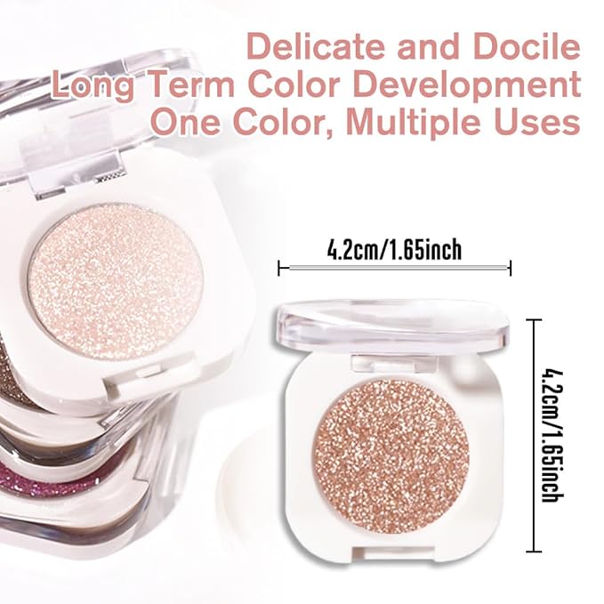 Light Brown Single Glitter Eyeshadow Makeup, Neutral Powde Eye Shadow for Women, Brown Shimmer Singles Eyeshadow Palette Pigmented Waterproof, sombras para ojos,Girls Monochrome Eyeshadows Gift-Velvo Beauty