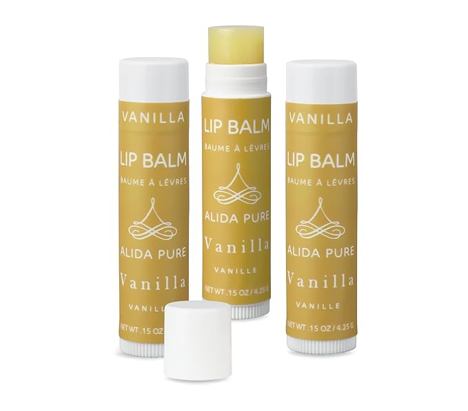 Vanilla Lip Balm Collection, Vegan Lip Balm Set, Beeswax Free, with Avocado Oil, Organic Jojoba Oil, and Vitamin E, Natural Moisturizer for Dry, Chapped Lips, 3 Tube Set-Velvo Beauty
