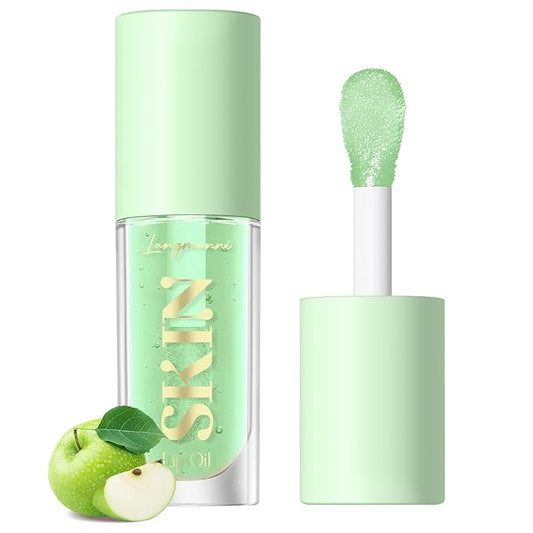 LANGMANNI Moisturizing Lip Oil,No-Sticky Lip Gloss Lip Balm Lip Care,Fruit Flavoured Lip Oil For Dry Lip's Moisturizing Hydrating And Nourishing ((Green Apple))-Velvo Beauty