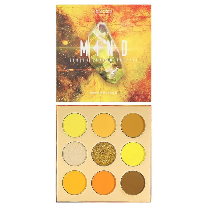 docolor Eyeshadow Palette 9Colors Yellow Eyeshadow Gemstone Shadow Palettes Highly Pigmented Mattes Shimmers Smokey Glitter Cream Colorful Powder Blendable Long Lasting Waterproof Makeup Palette-Velvo Beauty