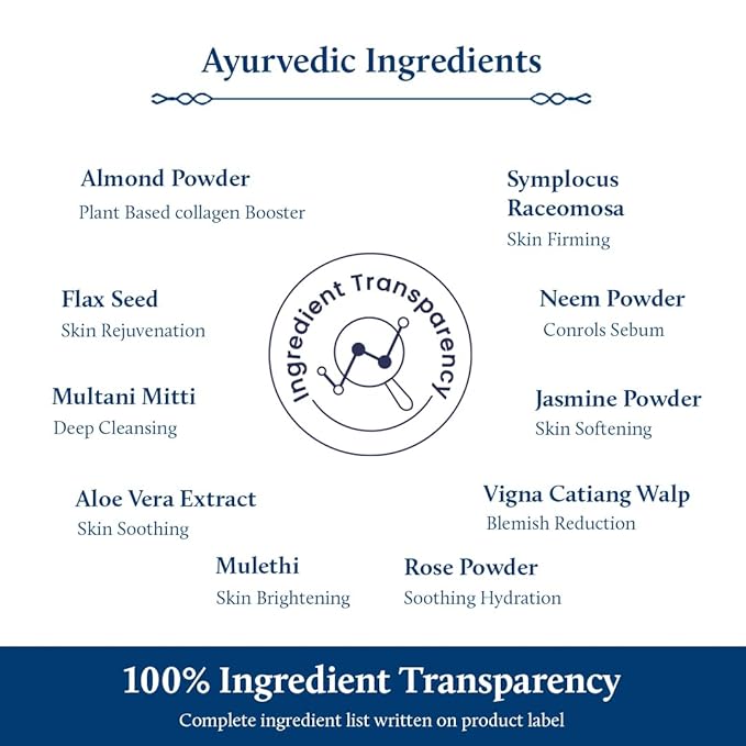 Blue Nectar Almond Ubtan Powder Face Pack for Anti-Aging and Firming | Natural Exfoliator for Face with Multani Mitti Powder (3.5 Oz, 12 Herbs)-Velvo Beauty