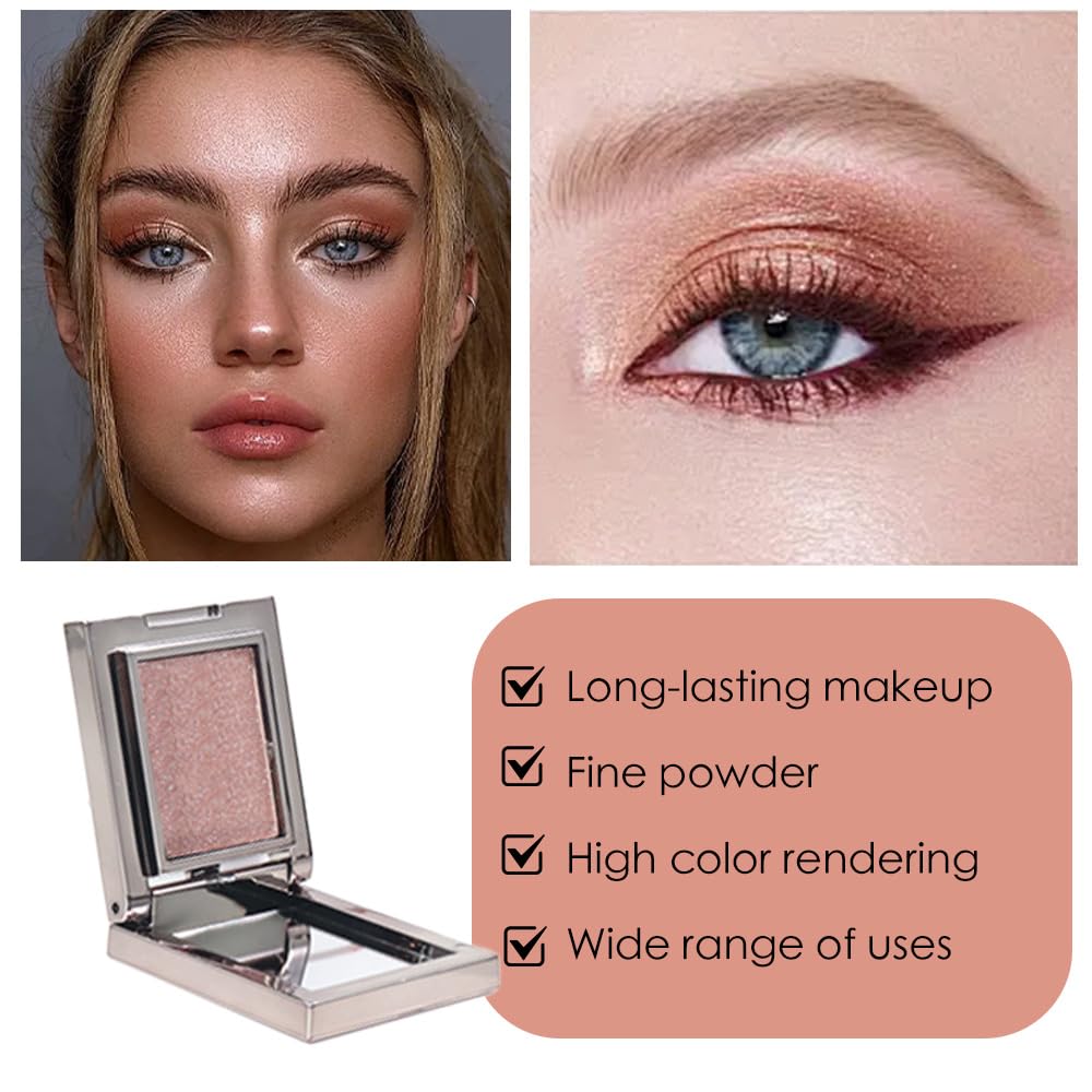 Red Brown Shimmer Single Eye Shadow Palette Makeup with Mirror,Neutral Powder Monochrome Eyeshadow for Older Women,Waterproof Long Lasting Naturing-Looking sombras para ojos-Velvo Beauty