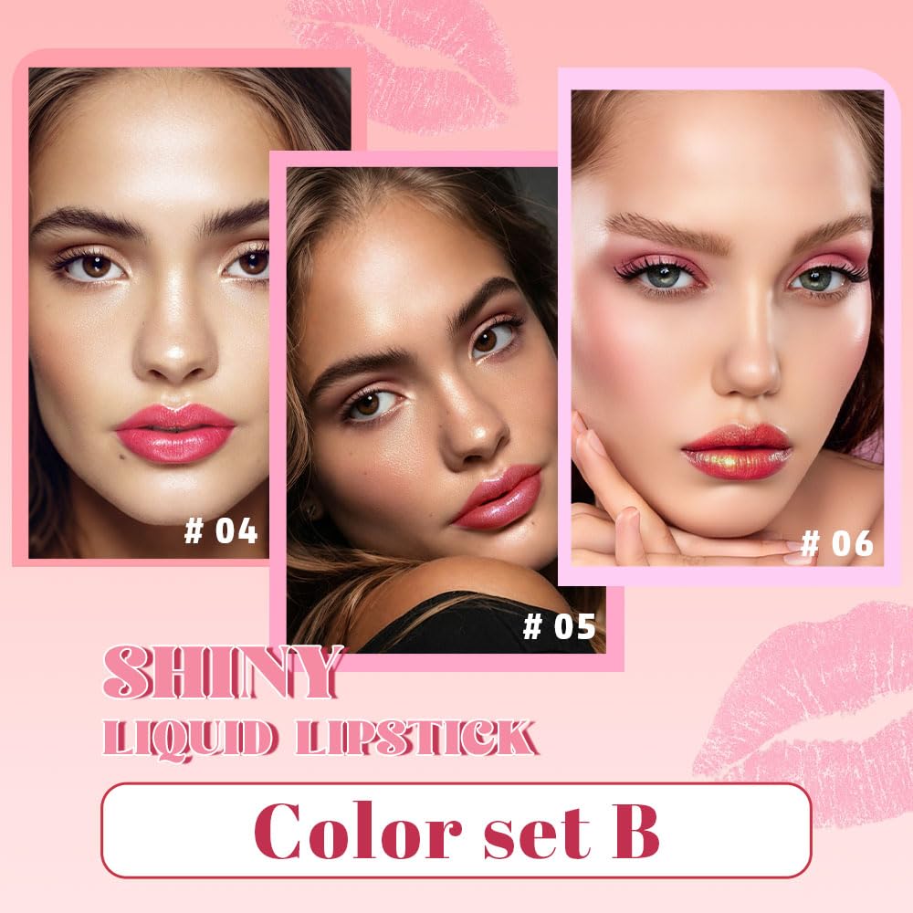 3Pcs Metallic Lipstick for Women,Lightweight Glitter Sparkling Liquid Lipsticks,Shimmer Lip Gloss Stain Long Lasting Waterproof Smudge Proof Non-Drying 24 Hour Full Coverage Lip Makeup,Vegan-Velvo Beauty