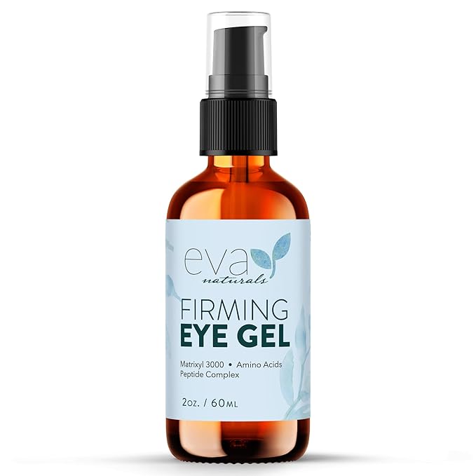 Eva Naturals Eye Gel for Dark Circles, Bags & Puffiness – Anti-Aging Serum with Peptides, Hyaluronic Acid & Botanicals – Firming Under Eye Treatment for Wrinkles, Fine Lines & Tired Skin – 2 oz-Velvo Beauty