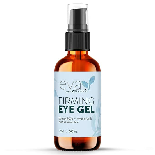 Eva Naturals Eye Gel for Dark Circles, Bags & Puffiness – Anti-Aging Serum with Peptides, Hyaluronic Acid & Botanicals – Firming Under Eye Treatment for Wrinkles, Fine Lines & Tired Skin – 2 oz-Velvo Beauty