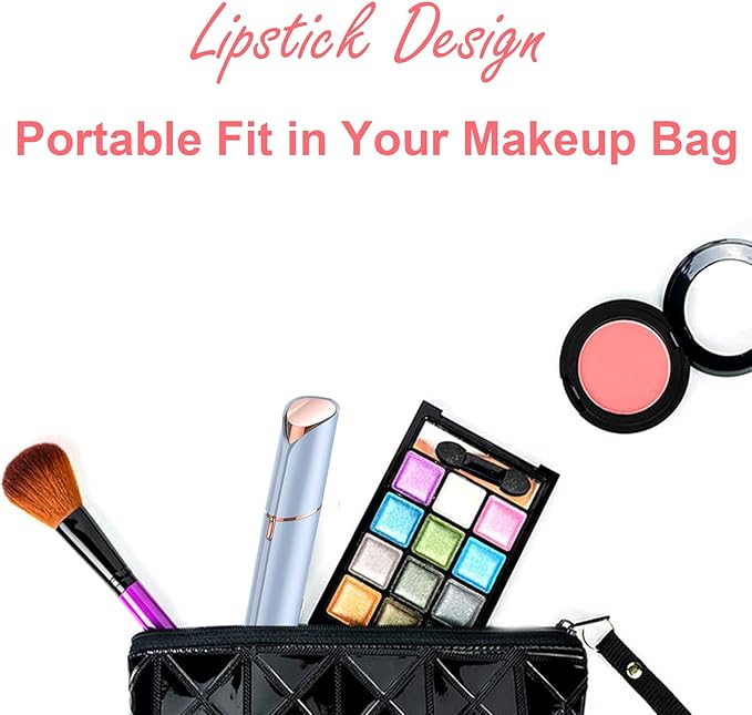 Facial Hair Removal for Women, Mini Hair Remover, Electric Razor Shaver Portable Bikini Epilator for Lips, Chin, Armpit, Peach Fuzz, Fingers, Neck, Cheek and USB Rechargeable (Blue)-Velvo Beauty