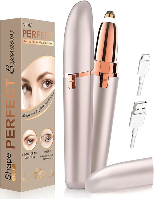Eyebrow Trimmer for Women Rechargeable: Women Eyebrow Hair Remover with LED Light,Safe Painless Eyebrow Epilator Pen,Lady Eyebrow Shaper Electric Eyebrow Shaver Razor-Velvo Beauty