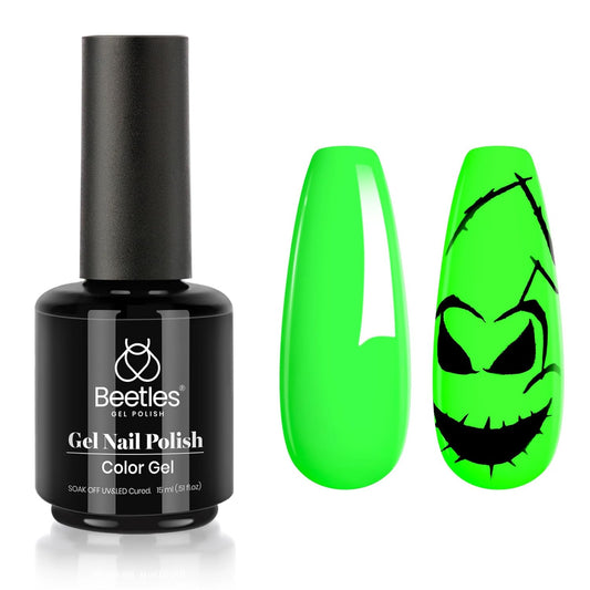 Beetles Neon Green Gel Nail Polish Halloween Gel Nail Polish 15ml Soak Off Uv LED Nail Lamp DIY Home Gift for Women Lime Green-Velvo Beauty