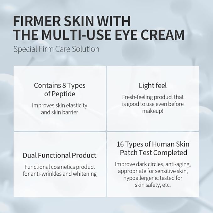 Fermentation Peptine Eye Care Cream (Tube 20ml), Improve Dark Circles, Anti-Aging, Contains 8Types of Peptide, Wrinkles, Daily Wrinkle Eye Cream-Velvo Beauty