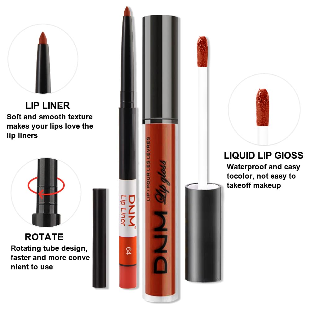 evpct 2Pcs Vivid Red Matte Lip Liner and Lipstick Combo Set for Women, Red Lip Combo Set Liquid Lips Stick Gloss and Lipliner Stain Set Long Lasting Waterproof, Lips Makeup 24 Hours labiales originale-Velvo Beauty