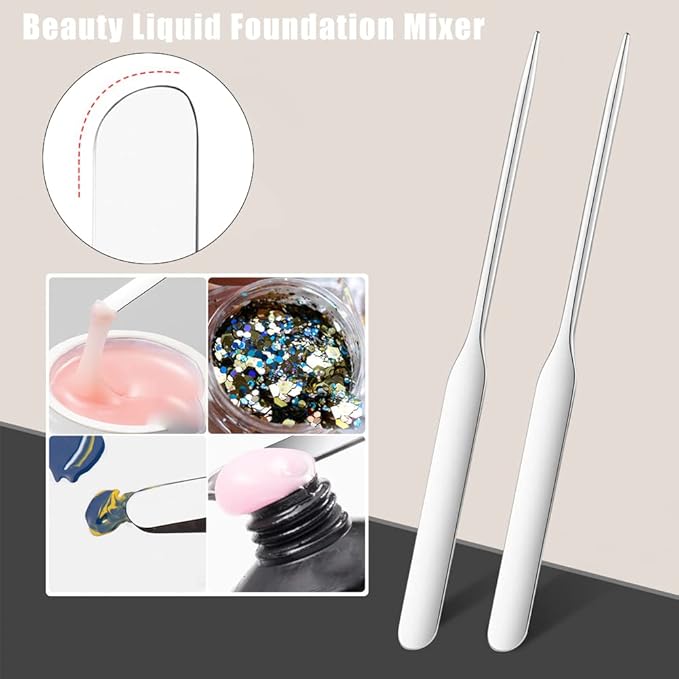 6 Pack Stainless Steel Makeup Spatula Foundation Liquid Foundation Mixer Face Cream Applicator Cosmetic Mixing Tool for Foundation Eye Shadow Cream-Velvo Beauty