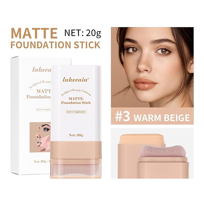 Beauty Balm Serum Boosted Skin Tint, Dual-Ended Eraser Foundation Stick with Brush, Full Coverage Cream Korean Makeup, Long-Lasting Stick for Smooth, Flawless Finish (#3 Warm Beige)-Velvo Beauty