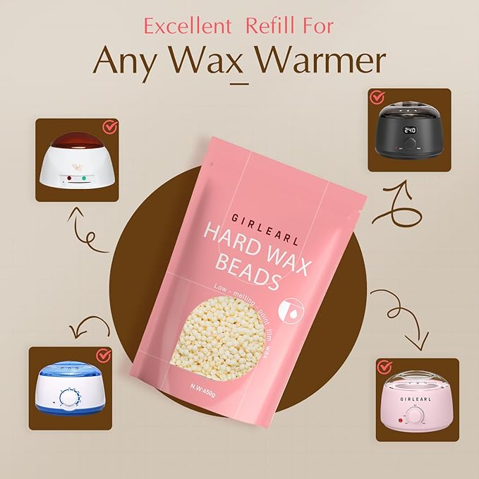 Hard Wax Beads, 1lb Wax Beans for Hair Removal, Hard Wax for Sensitive Skin at Home, Wax Refill Perfect for Eyebrow, Facial, Brazilian Bikini, Legs and Full Body for Women and Men (Cream)-Velvo Beauty