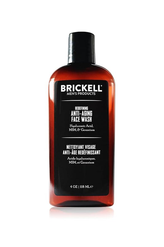 Brickell Men's Redefining Anti-Aging Face Wash For Men, Natural and Organic, Foaming Gel Face Wash Firms & Plumps Skin to Reduce Signs of Aging (Scented, 4 oz)-Velvo Beauty