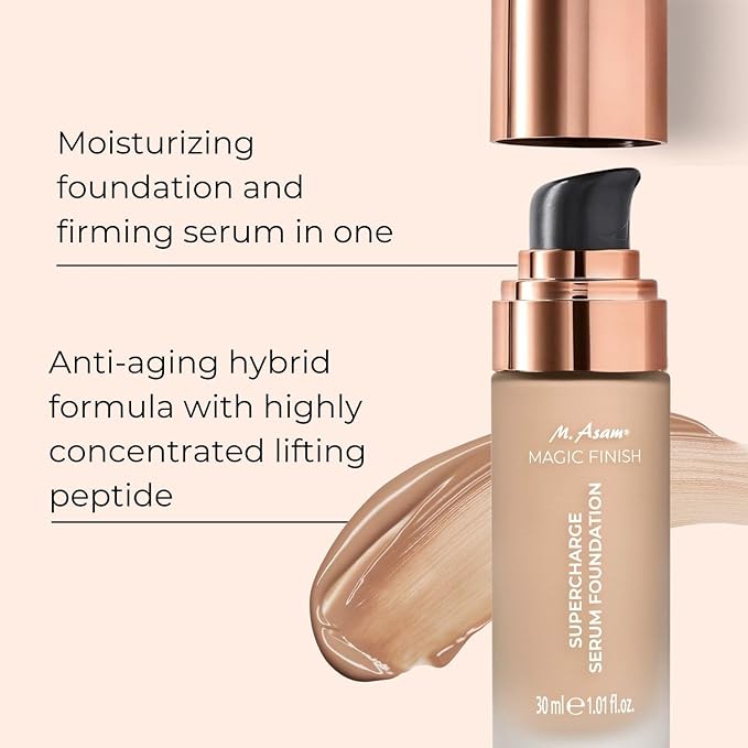 M. Asam MAGIC FINISH Supercharge Serum Foundation Cool Honey (1.01 Fl Oz) - Moisturizing Make Up & Firming Face Serum In One, Anti-aging CC Cream With Optimal Coverage & Hyaluronic Acid-Velvo Beauty