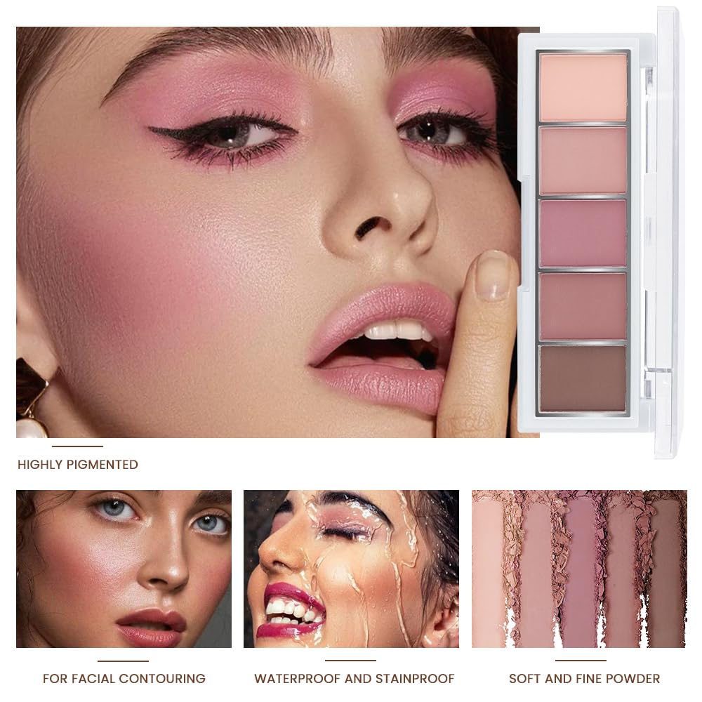 5 Color Eye Shadow Palette Makeup, Nude Coffee Pink Brown Dark Brown, Velvety Matte Finish, Highly Pigmented Make up Eyeshadow Palette, Long Lasting Waterproof, Neutral Daily Eye Makeup 04#-Velvo Beauty