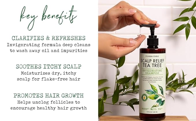 Tea Tree Shampoo For Men and Women, Deep Cleansing Sulfate-Free Formula - Relief for Dry Itchy Scalp - Infused with Tea Tree oil, Mint, Biotin and Vitamin E, 16.2oz-Velvo Beauty