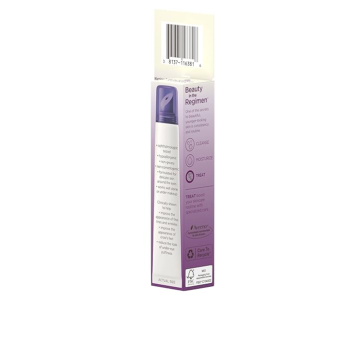 Aveeno Absolutely Ageless 3-in-1 Anti-Wrinkle Eye Cream for Fine Lines & Wrinkles, Crows Feet, & Under-Eye Puffiness, Antioxidant Blackberry Complex, Hypoallergenic, Non-Greasy, 0.5 oz-Velvo Beauty