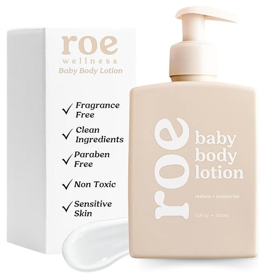 Roe Wellness- Baby Lotion Moisturizer Fragrance-Free | Great For Sensitive Skin Lightweight Moisturizing Lotion | For Babies, Infants, Kids and More-Velvo Beauty