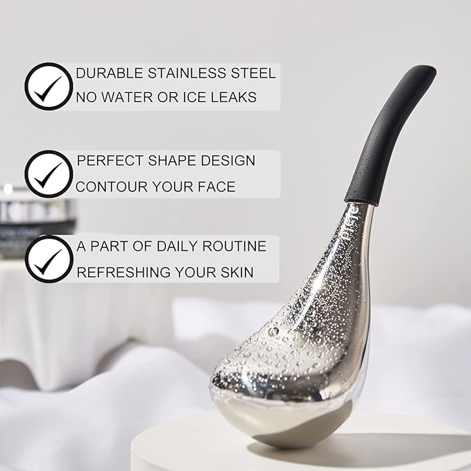 Ice Globes Facial Skin Care Tools for Women Face Eyes, Stainless Steel Face Beauty Cryo Sticks for Girls Ladies, Esthetician Supplies Cooling Spa Globes Cold Roller with Storage Case-Velvo Beauty