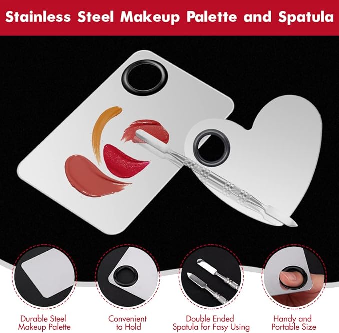 Makeup Palette Lipstick Applicator with Spatula Lip Gloss Brush Makeup Tool Set Suitable for Lipstick, Foundation and Other Cosmetic Color Mixing(Makeup Palette Set)-Velvo Beauty