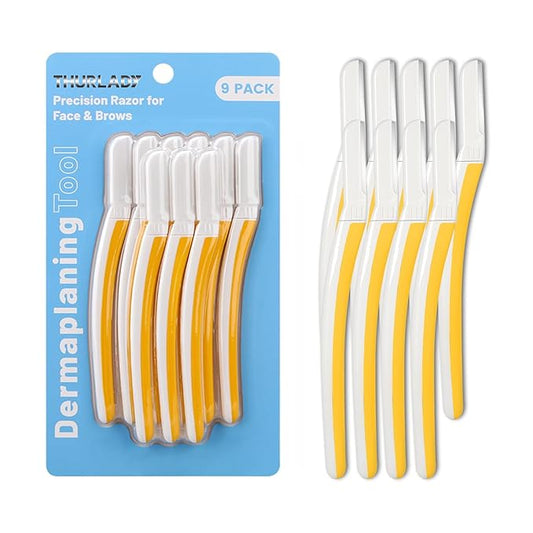 Face Razors for Women, Dermaplane Razor for Women Face, Eyebrow Razor, Dermaplaning Tool, Skin Safe Microblades, Peach Fuzz Remover (9ct, Solar Veil)-Velvo Beauty