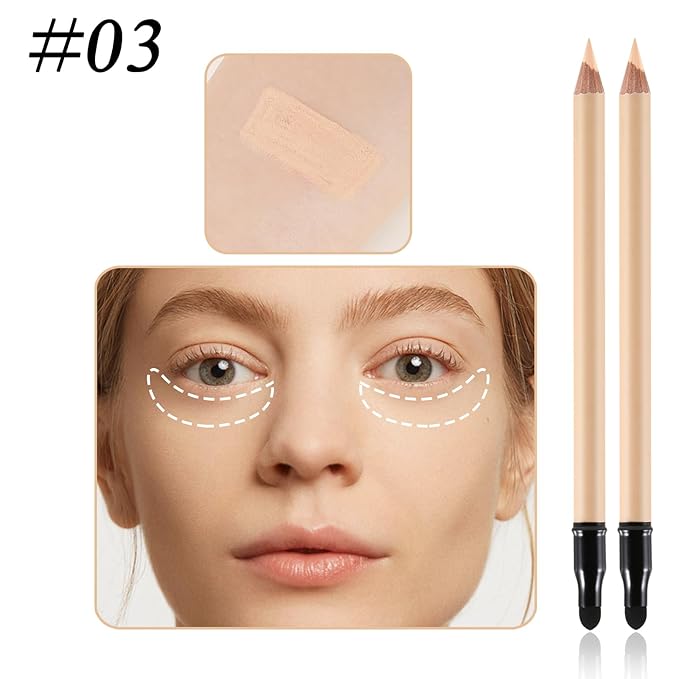 2pcs Concealer Pencil with Sponge,Full Coverage,Waterproof Under Eye Concealer Stick for Dark Circles,Blemishes,Aging Spots,Acne,Freckles-Velvo Beauty