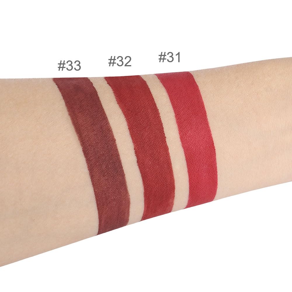 evpct 3Pcs Dark Deep Ruby Light Rose red Brown red Matte Liquid Lipstick Sets for Women 24-hour Matte+Lipstick Lipsticks Lip Stain Gloss Long Lasting 24 Smudge Waterproof-Velvo Beauty